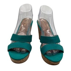 Nine‎ West women’s Teal Wedge Sandals size 8M